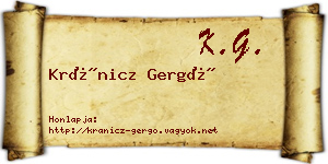 Kránicz Gergő névjegykártya